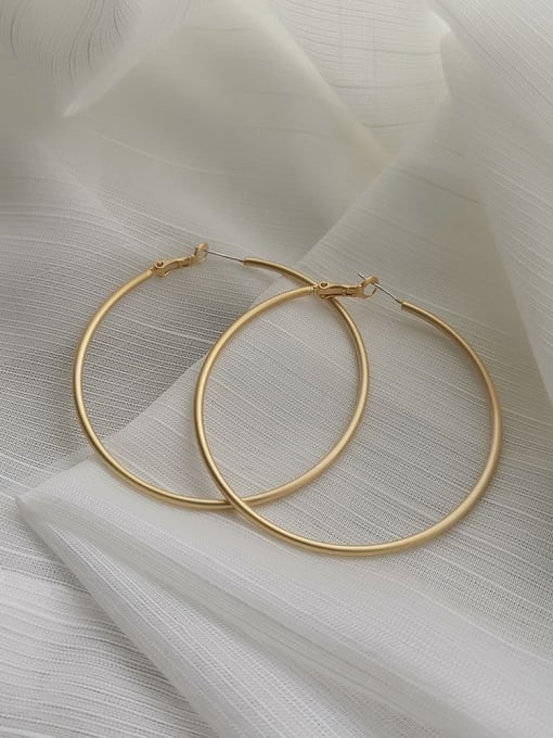 Matte gold [6cm] Copper Hollow Round Minimalist Hoop Trend Korean Fashion Earring